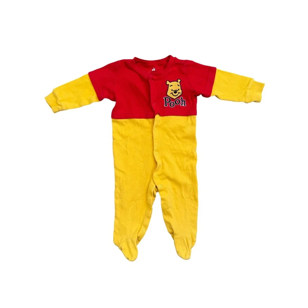 Disney Winnie the Pooh Red Yellow Footed Sleeper Snap Front Kids 02252013